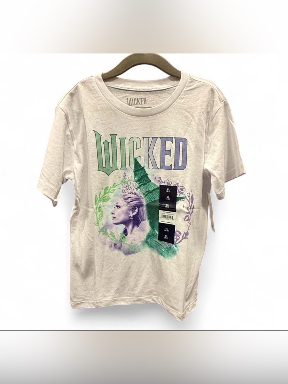 Wicked Graphic Short Sleeve Tee for Kids - White with Green & Purple Print
